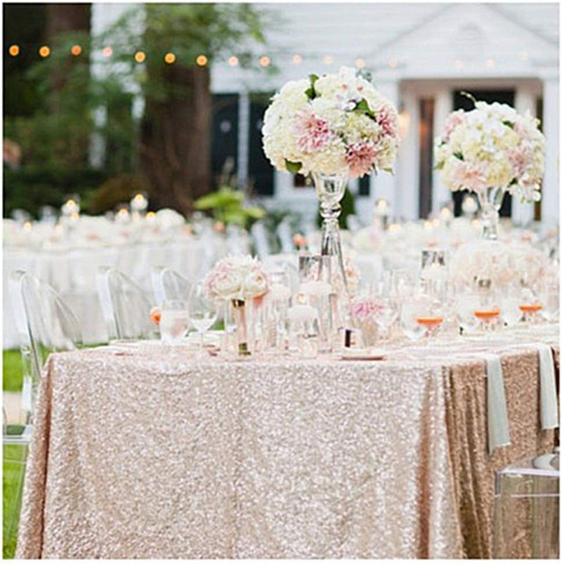 60" x 102" Pink Sequin Tablecloth