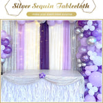 50" x 102" Silver Sequin Tablecloth