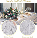 50" x 102" Silver Sequin Tablecloth