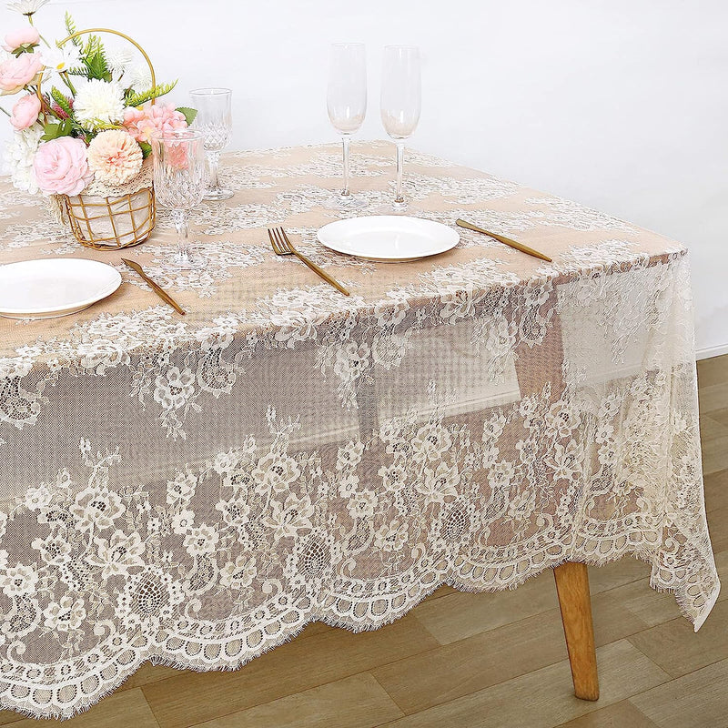 60" x 120" Ivory Lace Tablecloth